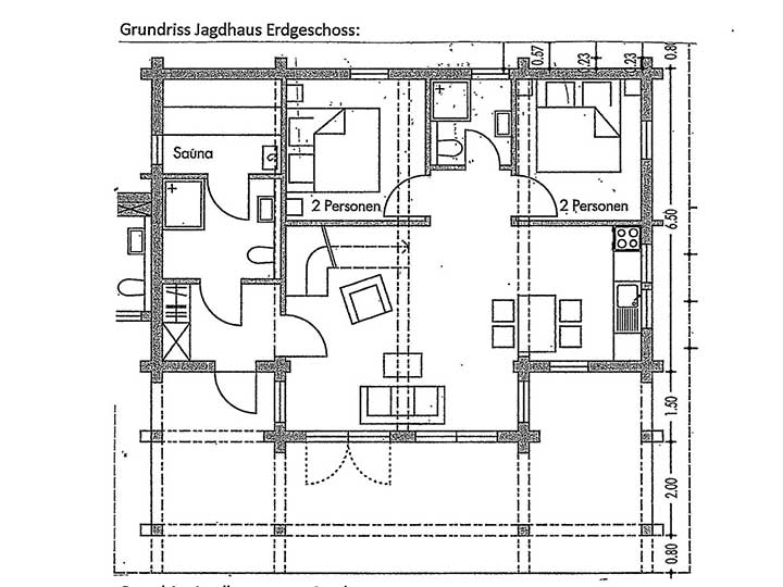 Jagdhaus Bischofsmühle - Grundriss Erdgeschoss
