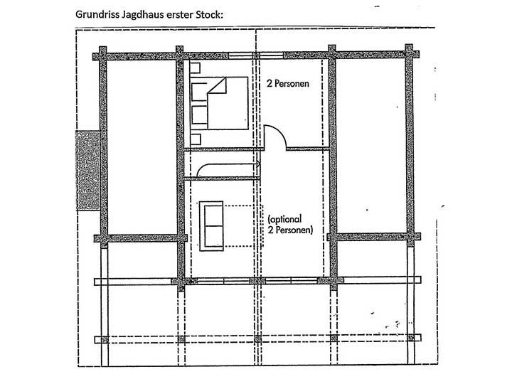 Jagdhaus Bischofsmühle - Grundriss Erster Stock